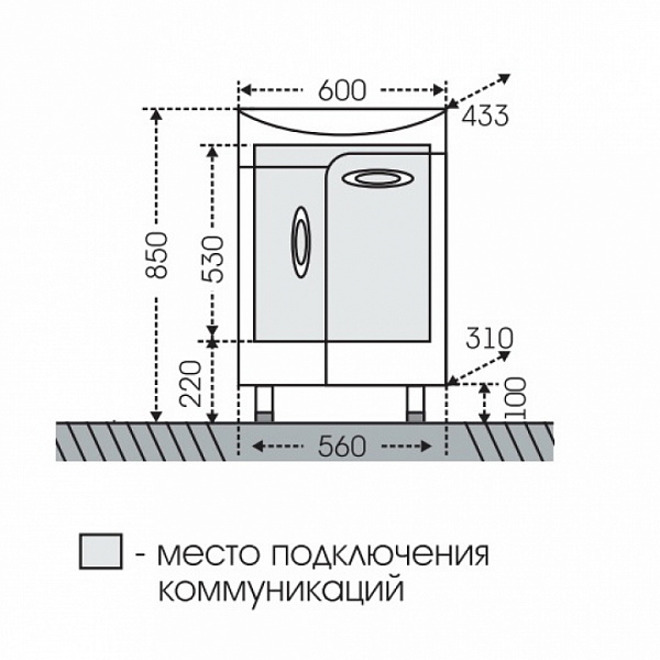 Тумба под раковину Афины 60 Санта 600002