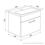 Тумба для ванной комнаты, подвесная, белая/под дерево, 60 см, Mirro, IDDIS, MIR60W0i95. Подходит умывальник 0016000U28