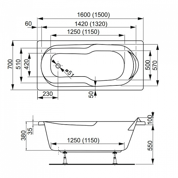 Акриловая ванна Vagnerplast Nymfa 160x70 VPBA167NYM2E-04