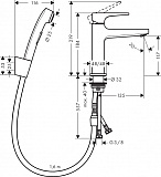 Смеситель для раковины Hansgrohe Metropol 32522000 с гигиеническим душем и донным клапаном Push-Open