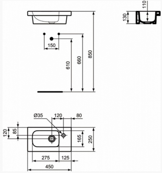 Раковина Ideal Standard Connect Space E136101 45 R