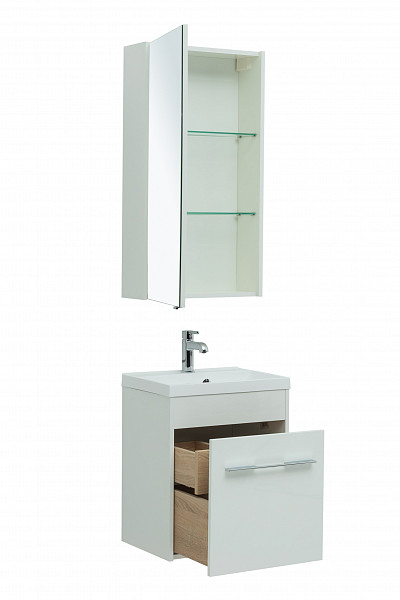 Тумба под раковину Aquanet Августа 50 белый (ручки хром) 00274140