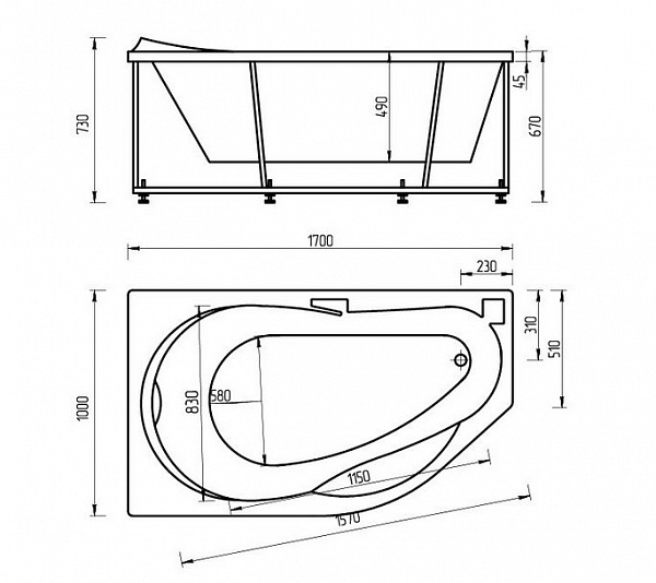 Акриловая ванна Aquatek  Таурус 170x100 TAR170-0000084