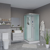 Душ.каб. NG-1101-14P (900х900х2150) низкий поддон(13см) стекло МАТОВОЕ 3 места с полкой