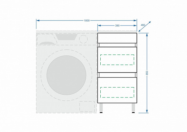 Тумба "Мадлен 100", 2 ящ., Мадлен 100