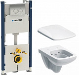 Инсталляция Geberit с унитазом Geberit Selnova, 458.121.SE.1, сиденье микролифт+клавиша+шумоизоляция