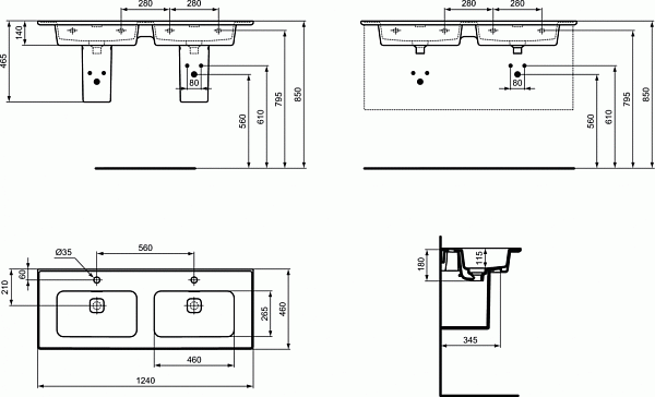 Раковина Ideal Standard Strada II 125 см T300501