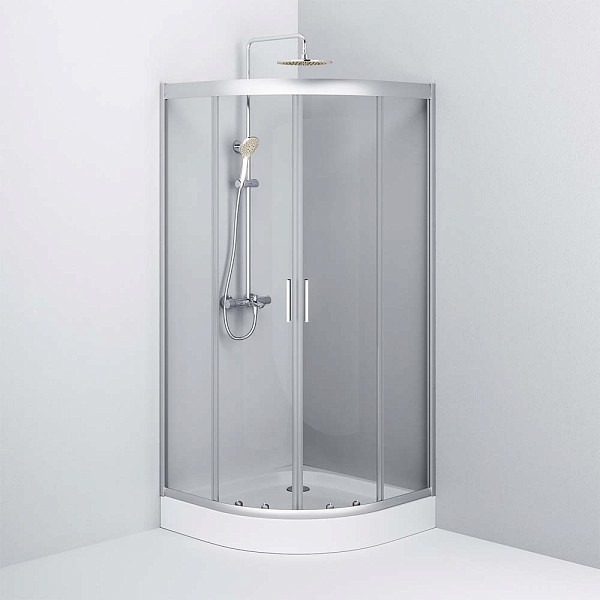 W90G-401-090WT Gem душевое ограждение 90х90, стекло прозрачное, профиль матовое серебро, без поддона