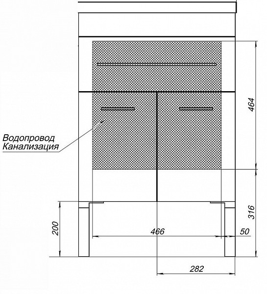 Тумба под раковину Aquanet Верона 58 белый (напольная 1 ящик 2 дверцы) 00182507