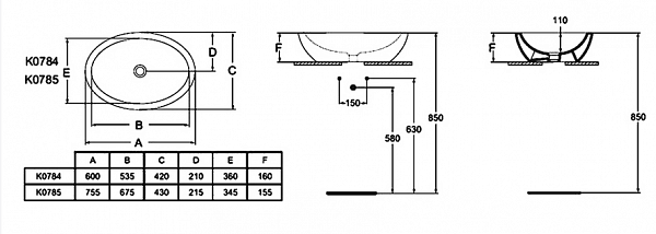 Раковина Ideal Standard Strada K078501 75 см
