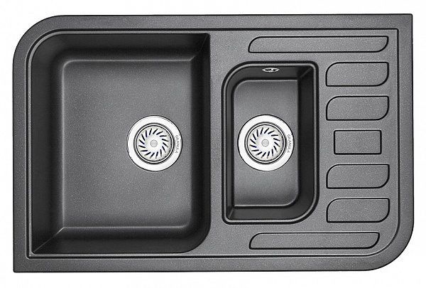 Мойка кухонная Granula прямоугольная кварц 7803, ШВАРЦ