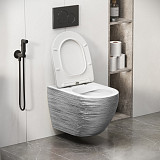 Унитаз GR-4411SWS Color (550*365*395) СЕРЕБРО внутри БЕЛЫЙ подвесной БЕЗОБОДКОВЫЙ