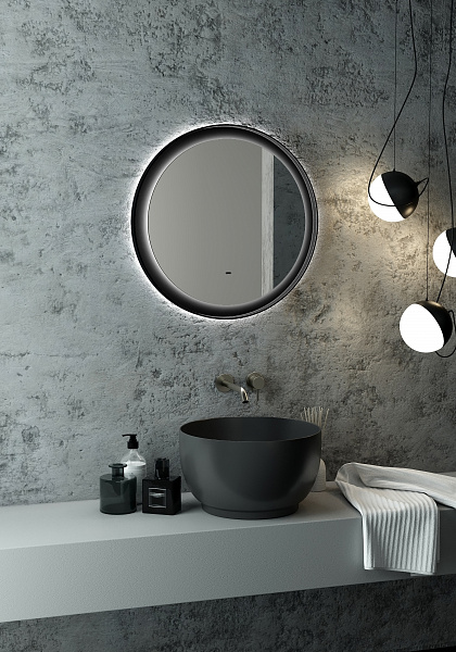 Зеркало Континент "Planet black Led" D 600 с бесконтактным сенсором