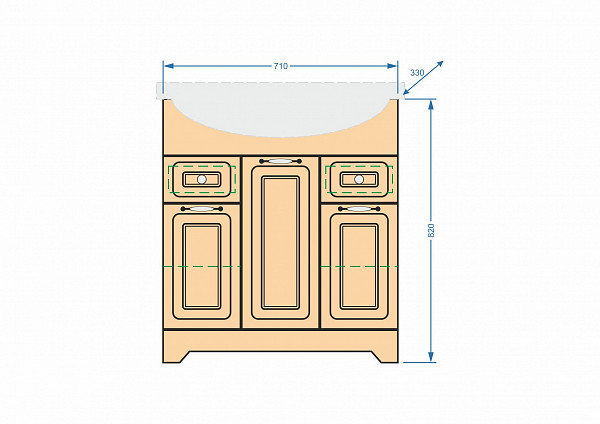 Тумба "Кармела 75", карпатская ель, Байкал 75