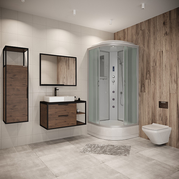 Душ.каб. NG-3302-14F (1000х1000х2150) средний поддон(26см) стекло МАТОВОЕ 4 места