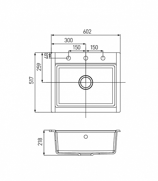 Мойка для кухни Aquaton Делия 60 прямоугольная серая 1A715232LD230