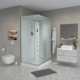 Душ.каб. NG-43185-14QF (1100х800х2150) низкий поддон(13см) стекло МАТОВОЕ 3 места