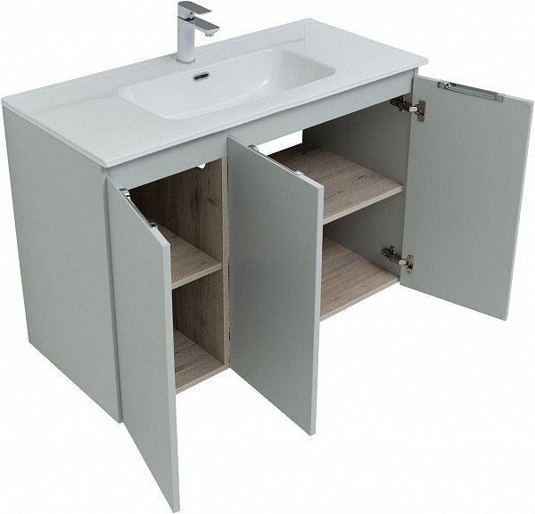 Тумба под раковину Aquanet Алвита New 100 3 дверцы, серый 00277532
