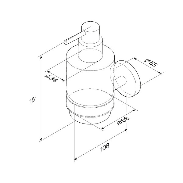 A85A36900 X-Joy, Стеклянный диспенсер для жидкого мыла с настенным держателем