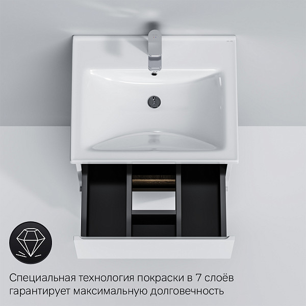 M85AFSX0552WG X-Joy, База под раковину, напольная, 55 см, 2 ящика, белый глянец