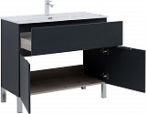 Тумба под раковину Aquanet Алвита New 100 1 ящик, 2 дверцы, антрацит 00277555