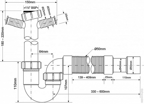 Сифон  McAlpine MRSK10-NW