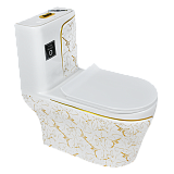 EY-9005 Унитаз -моноблок, с сиденьем термопласт с микролифтом белый/золото