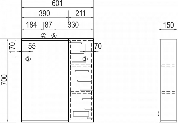 Зеркало VIGO Diana 60 см z.DIA.60.R.El