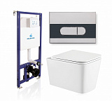 Комплект KOLLER POOL для монтажа  подвесного унитаза: Инсталляция DUNE 1200 SL с клавишей ORION Chrome&Black, Унитаз KVADRO Rimless, сиденье дюропласт: SoftClose, Take Off, антибактериальное покрытие, система «Антивсплеск»