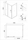Душ.ограждение NG-62-10A-A80 (100*80*190) прямоугольник, дверь раздвижная, 2 места