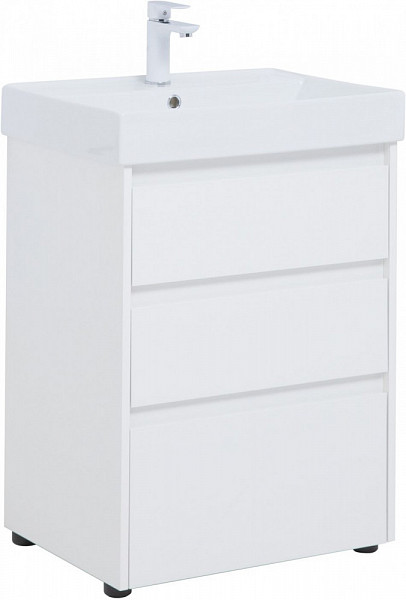 Тумба под раковину Aquanet Nova Lite 60 белый глянец (3 ящика) 00302469