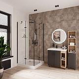 Душ. ограждение Niagara NG-6813-08 BLACK (90*90*190) квадрат, две двери распашные, 1 место