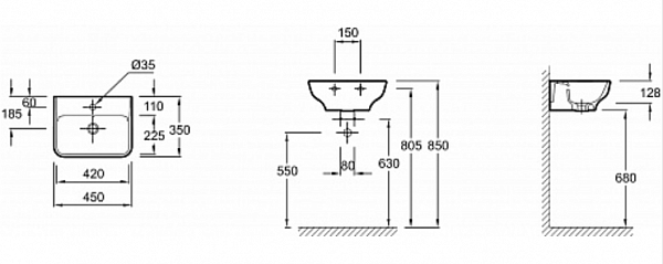 Раковина Jacob Delafon Struktura 45x35 см EGH112-00