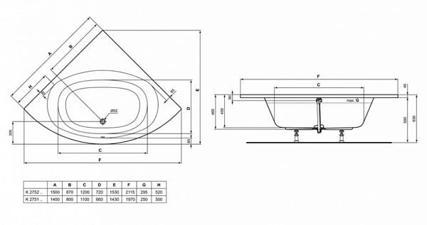 Акриловая ванна Ideal Standard Hotline K275101 140x140