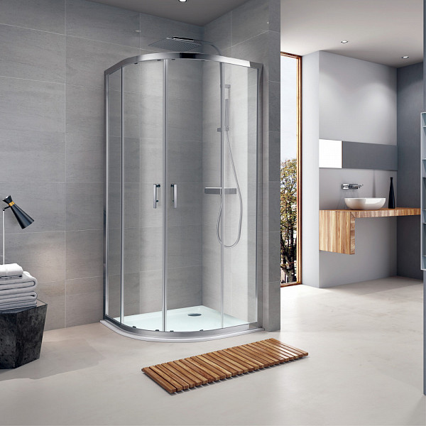 Душевое ограждение  "KOLLER POOL" ROUND R90RG 900x900x1900 не прозрачное Grape 6мм хром