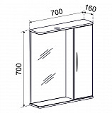 Зеркало со шкафчиком РОКАРД  70 с подсветкой Правое