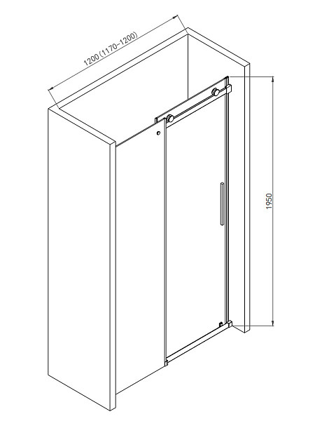 Душевая дверь в нишу AQUAme 1200*1950мм., стекло 8мм, цвет профиля хром.