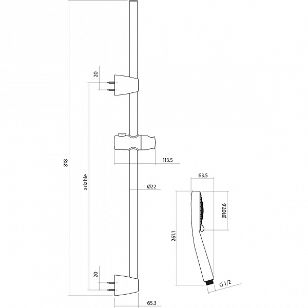 Душевой гарнитур NENO Cersanit 63068