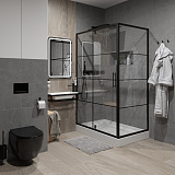 Душ. ограждение Niagara NG-0220-08 BLACK (1200х800х1900) прямоугольник, дверь распашная, 1 место