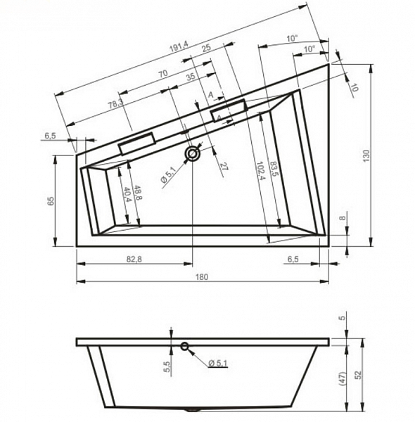 Акриловая ванна Riho Doppio Plug&Play 180x130 правая BD4400500000000