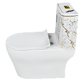 9005 Унитаз -моноблок, сиденье с микролифтом, белый/золото