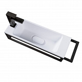 Консоль подвесная "МЕТРИС-50 см" черная с прав. полотенцедержателем (ум. Модуль-50)