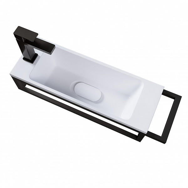 Консоль подвесная "МЕТРИС-50 см" черная с прав. полотенцедержателем (ум. Модуль-50)