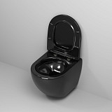 Унитаз GR-4455BS Color (485*365*360) ЧЕРНЫЙ подвесной БЕЗОБОДКОВЫЙ  с тонкой крышкой