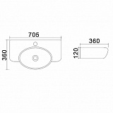 Раковина Azario 70,5х36х12 накладная белая (AZ-4360T)