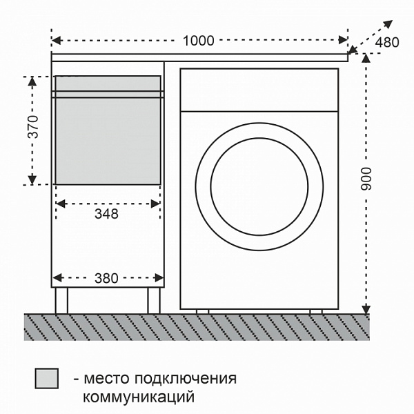 Тумба напольная Марс 38 для раковины над стиральной машиной Лидер 100 Санта 700221
