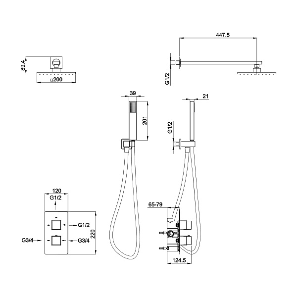 Душевая система "Koller Pool" CTQ021  с термостатом скрытого монтажа