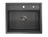 KS-6051, ГРАФИТ МАТОВЫЙ, стальная кухонная мойка KITCHEN SPACE