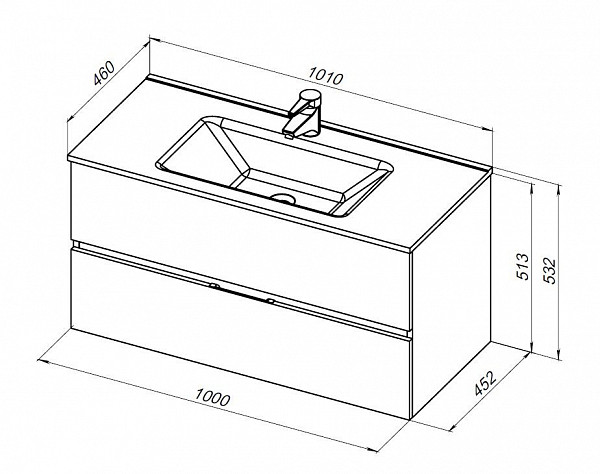 Тумба под раковину Aquanet Алвита New 100 2 ящика, серый 00277520
