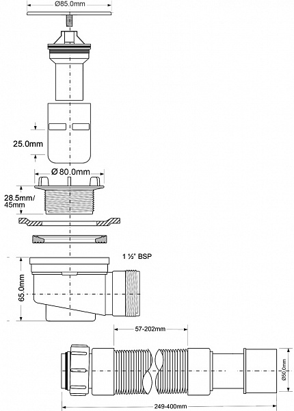 Сифон  McAlpine MRS6C-SLF-65